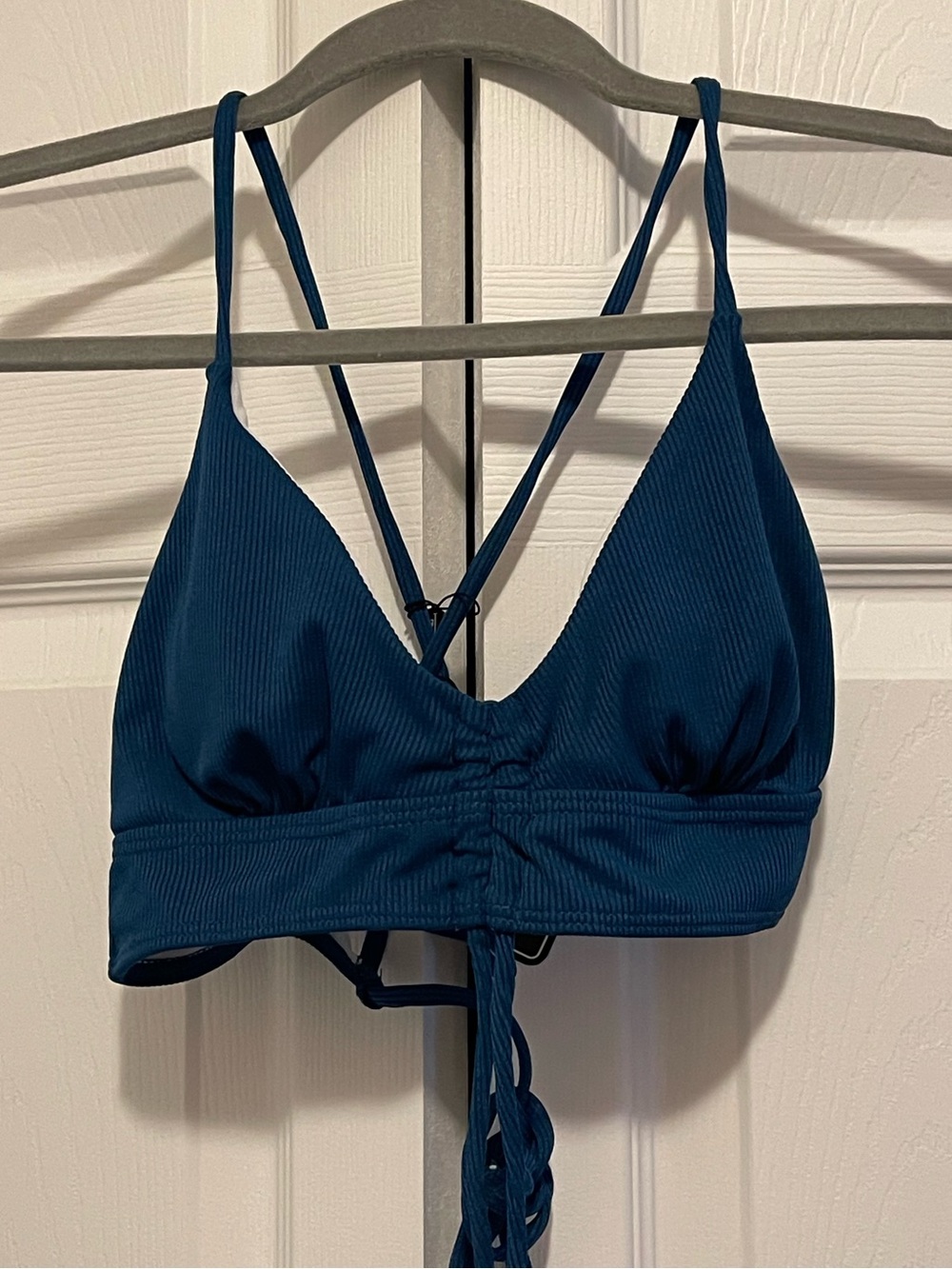 Zaful Deep Teal Ribbed Bikini Top